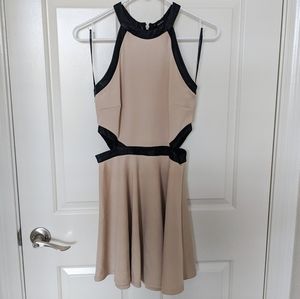 Forever 21 Tan Halter Skater Dress with Cut Outs